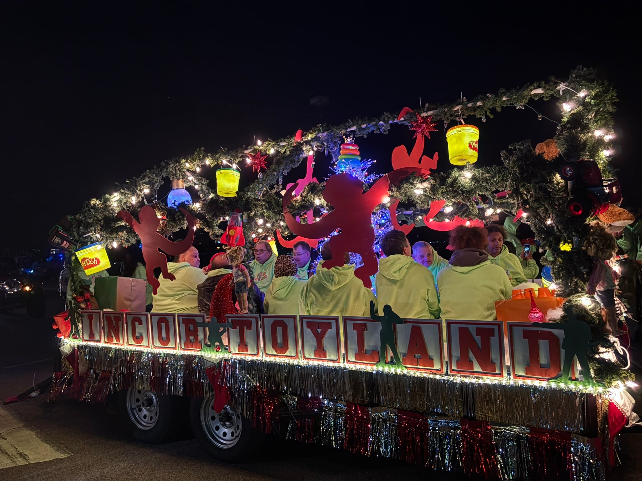 parade float with Christmas themed design