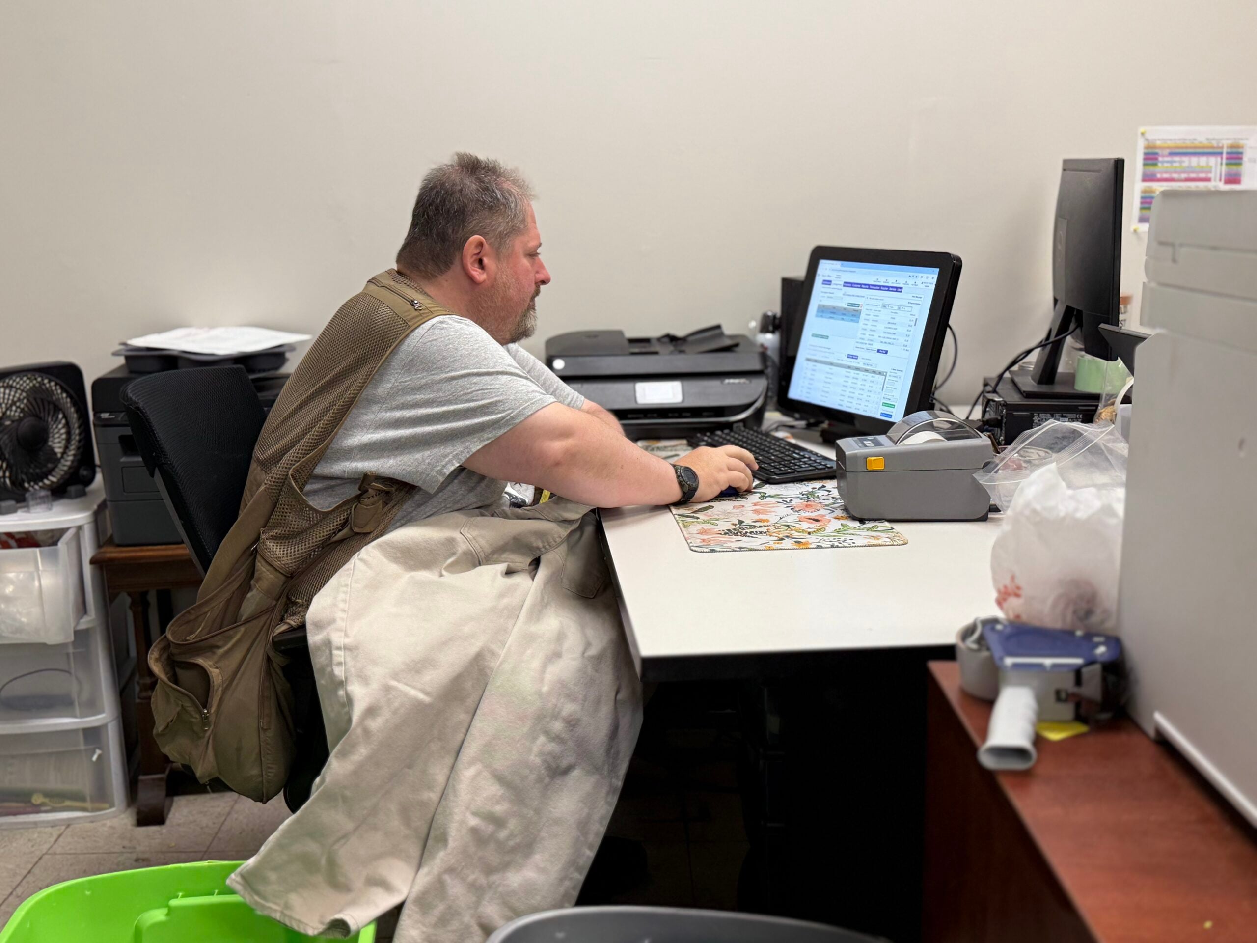man working at a computer